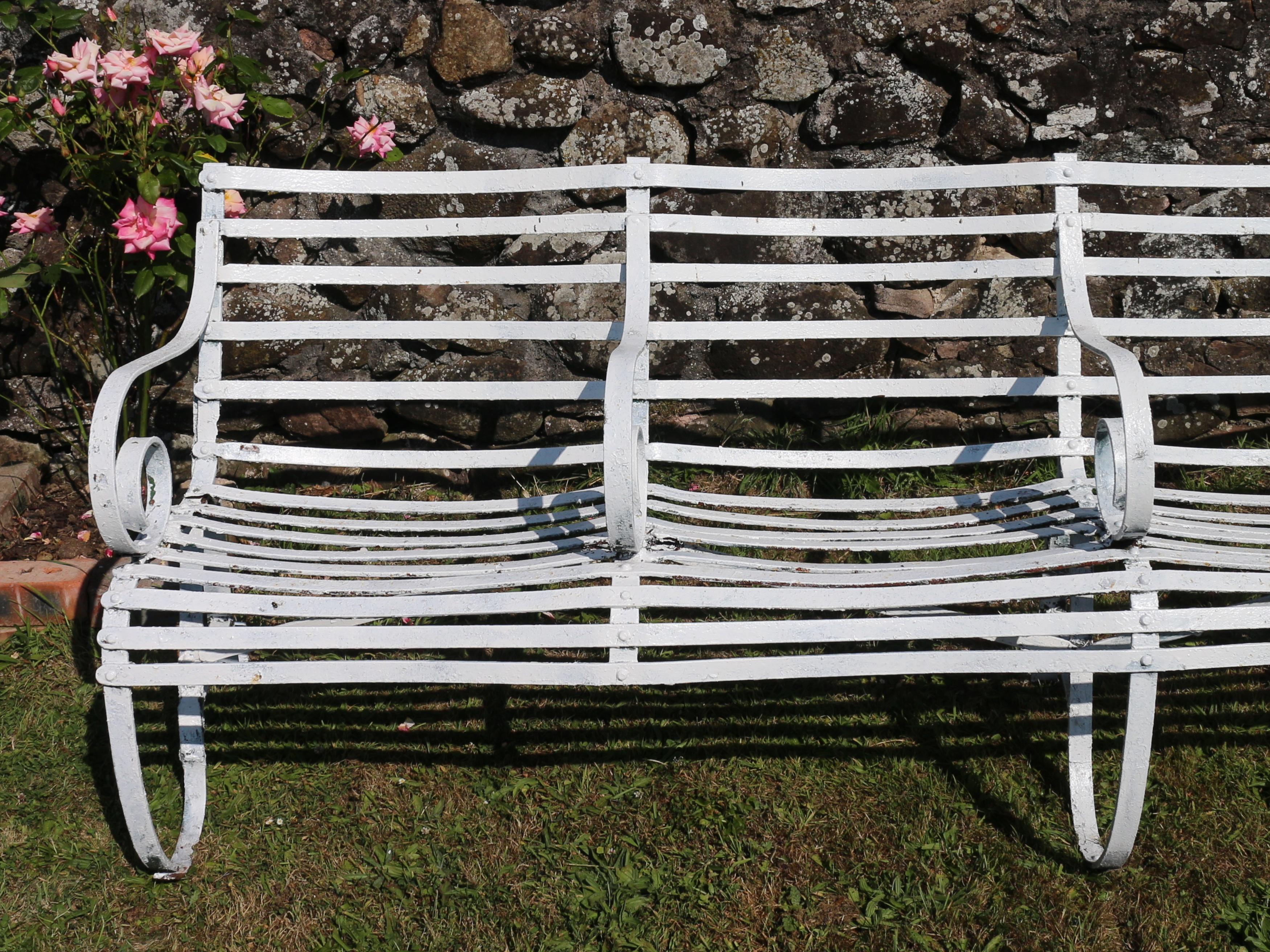 19th Century Pair of Antique English Victorian Wrought Iron Garden or Park Seats / Benches For Sale