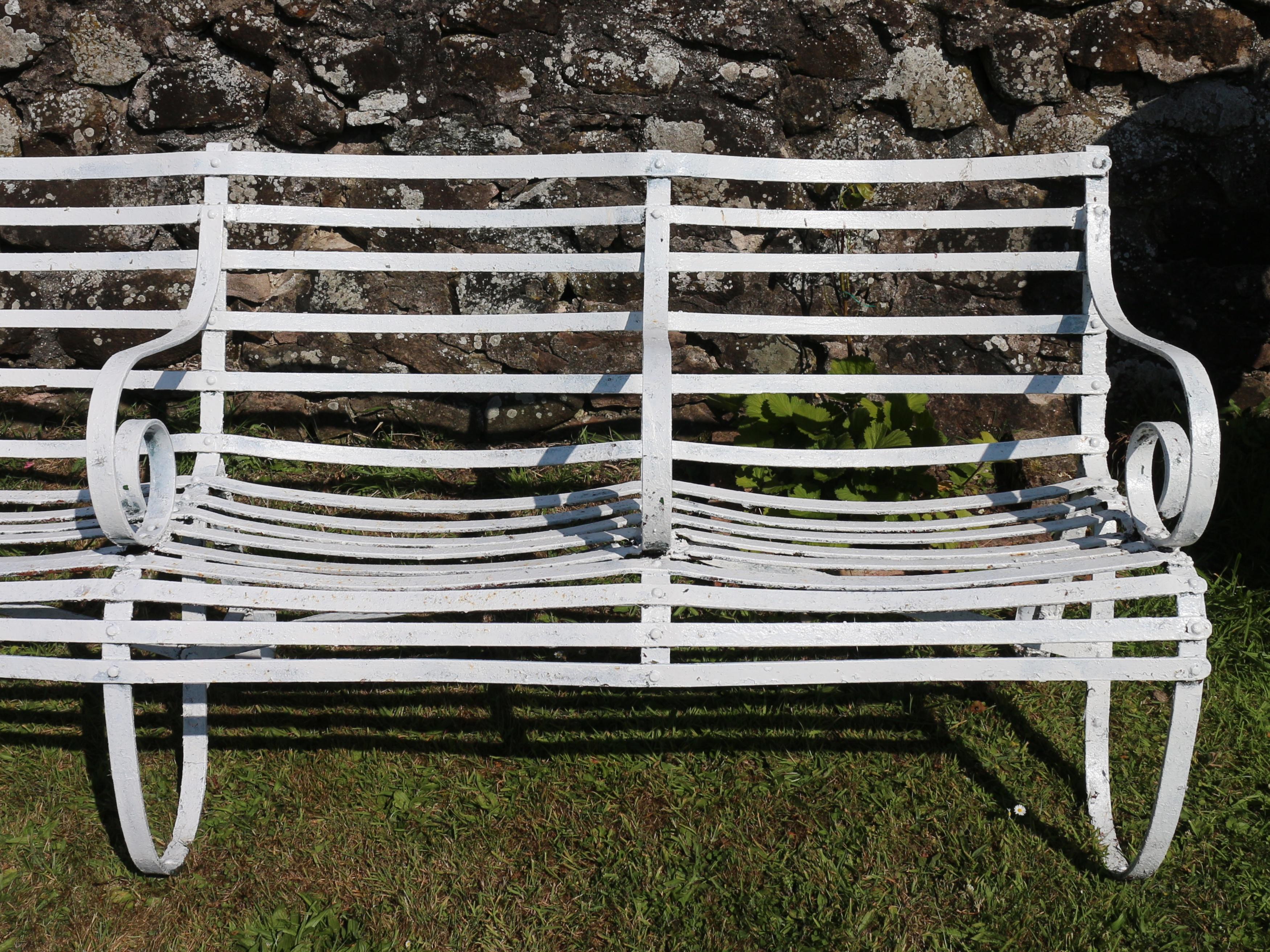 Pair of Antique English Victorian Wrought Iron Garden or Park Seats / Benches For Sale 1