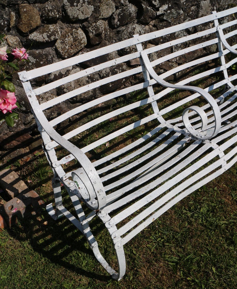 Pair of Antique English Victorian Wrought Iron Garden or Park Seats