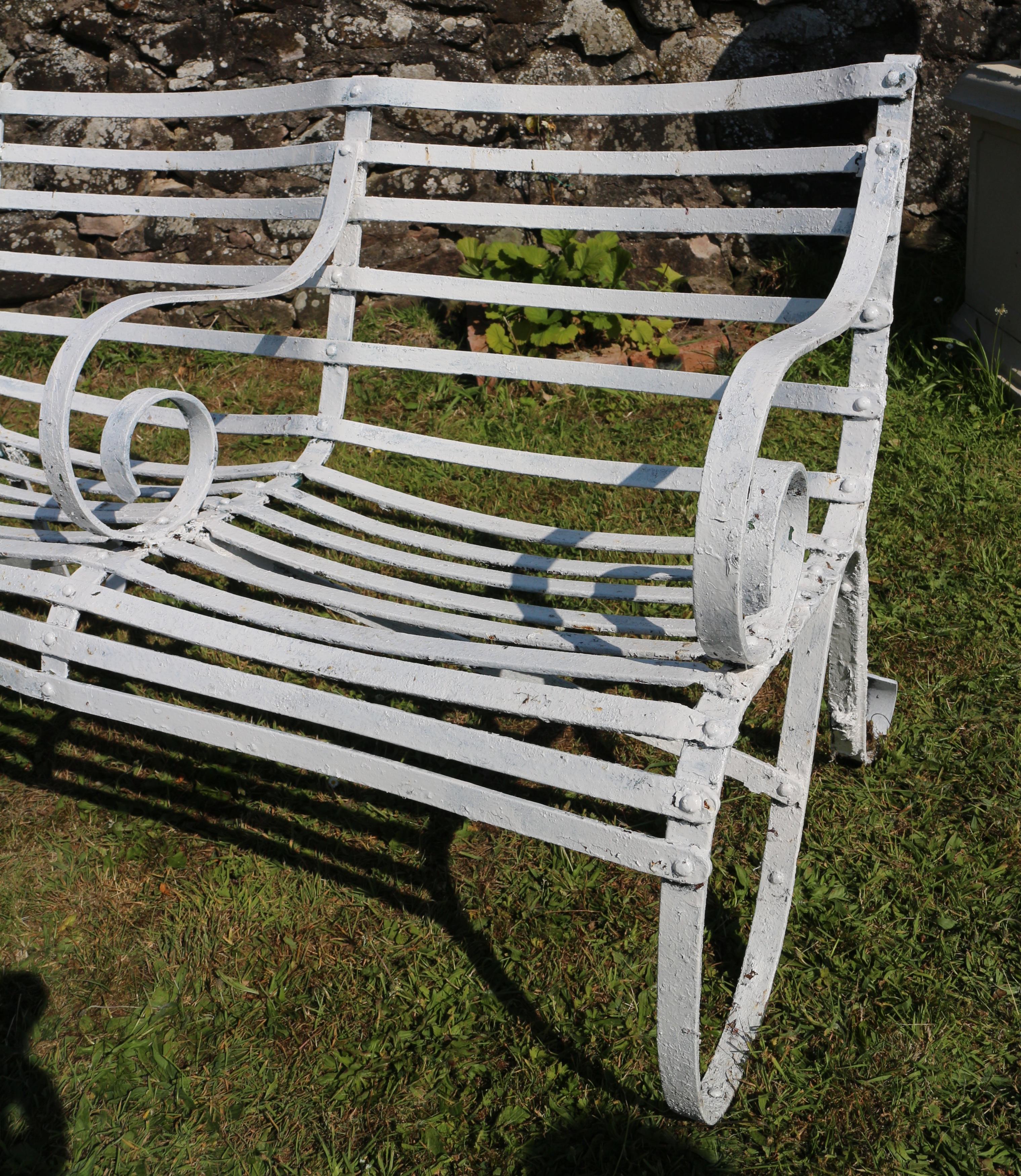 Pair of Antique English Victorian Wrought Iron Garden or Park Seats / Benches For Sale 3