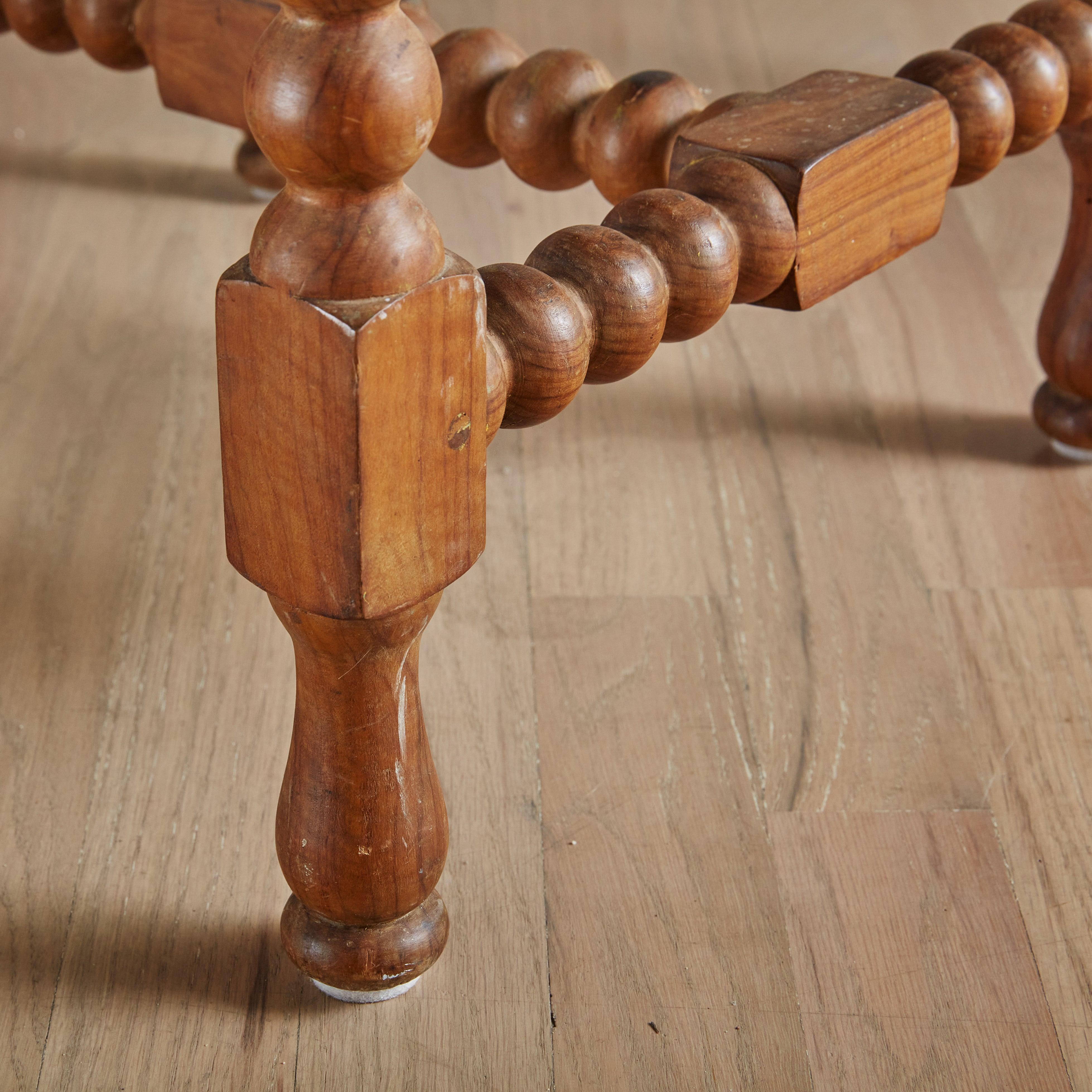 Pair of Antique English Walnut + Rush Seat Stools 4
