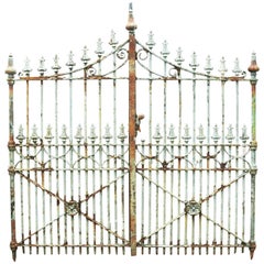 Pair of Antique English Wrought and Cast Iron Driveway Gates