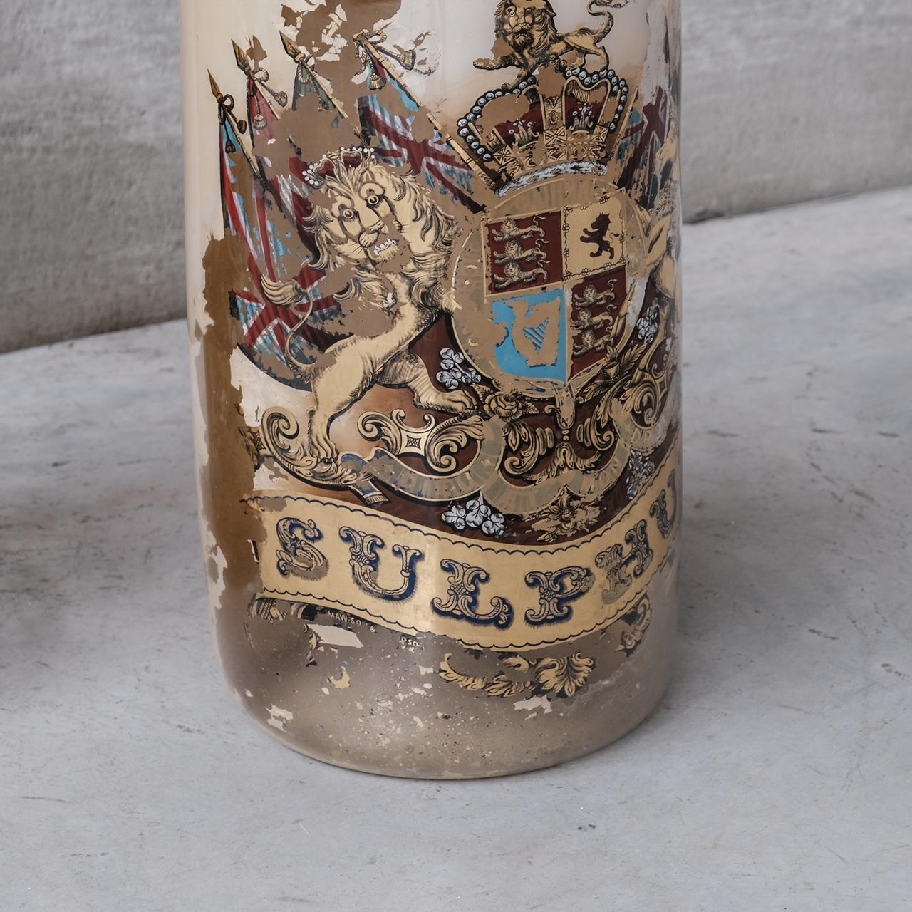 Pair of Antique English XL Glass Apothecary Pots In Good Condition For Sale In London, GB