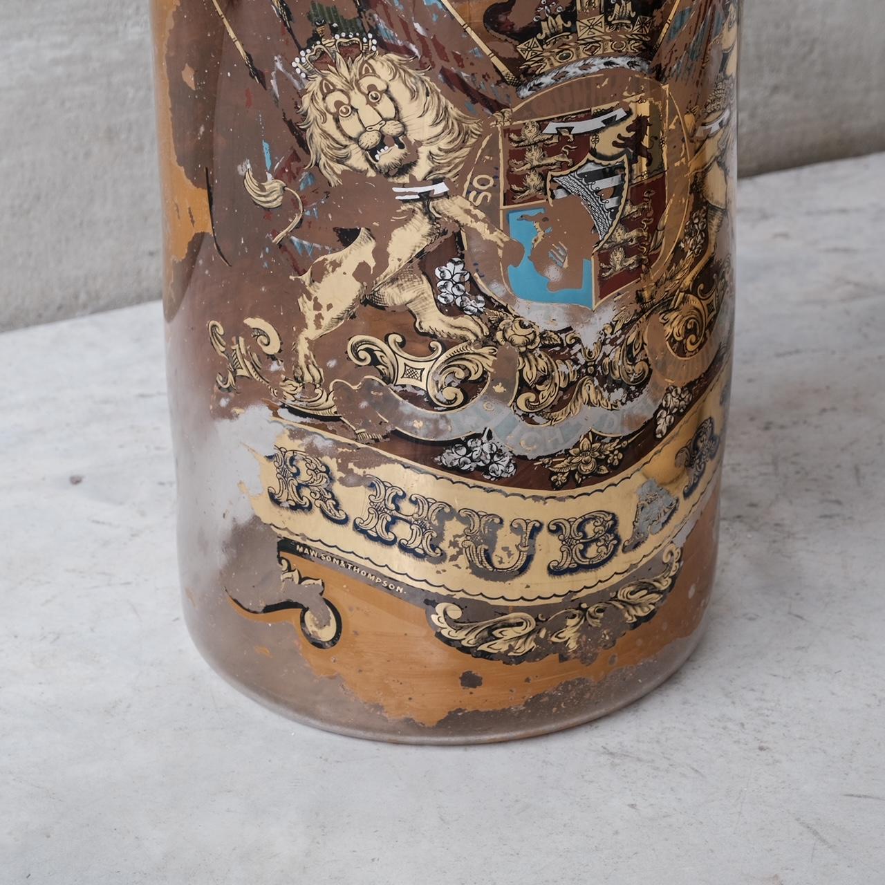 XIXe siècle Paire de pots d'apothicaire anglais anciens en verre XL en vente