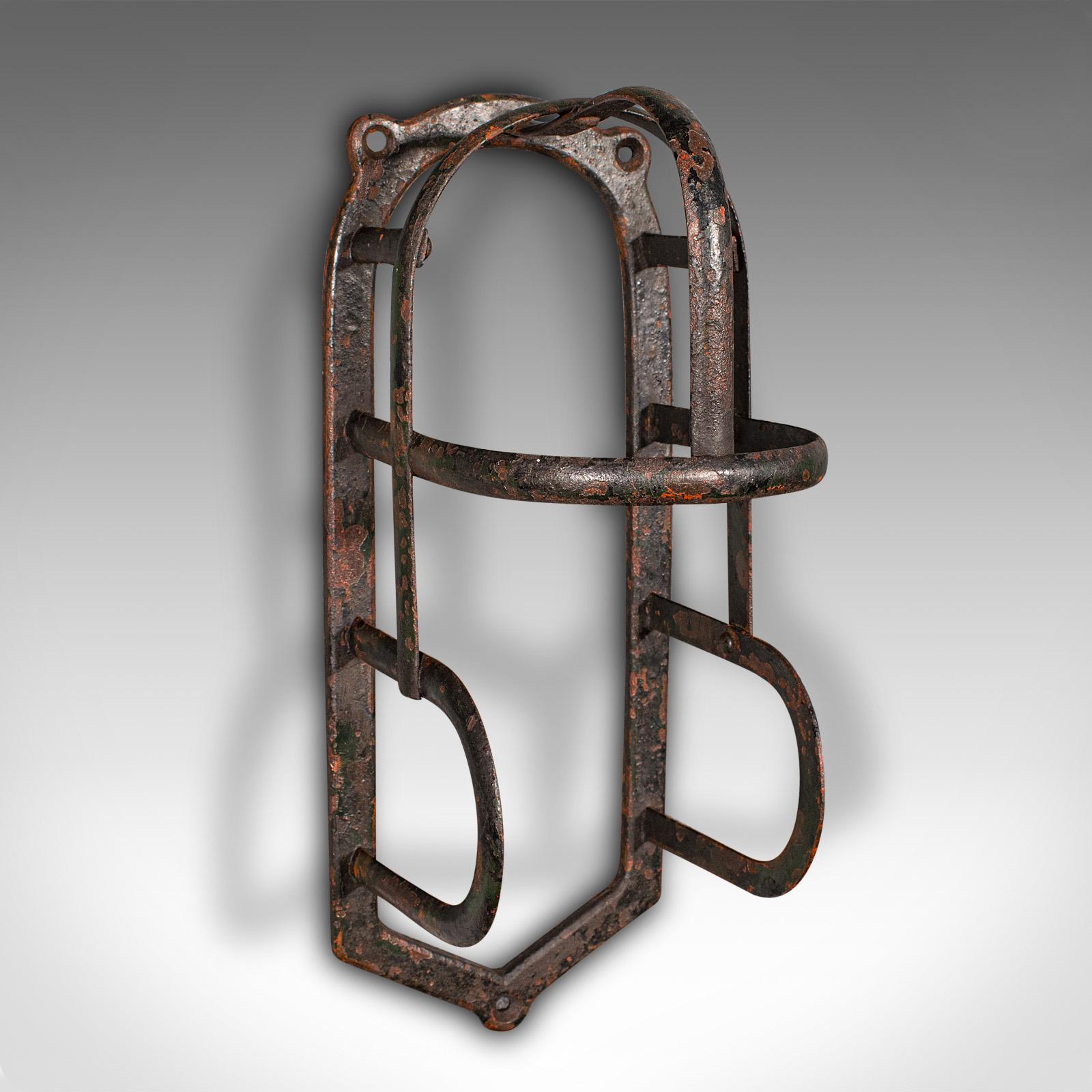 19th Century Pair Of Antique Equestrian Tack Rests, English Iron, Stables, Outdoor, Victorian For Sale