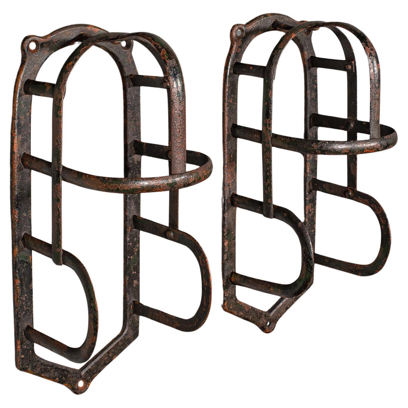 Pair Of Antique Equestrian Tack Rests, English Iron, Stables, Outdoor, Victorian For Sale