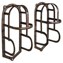 Pair Of Used Equestrian Tack Rests, English Iron, Stables, Outdoor, Victorian