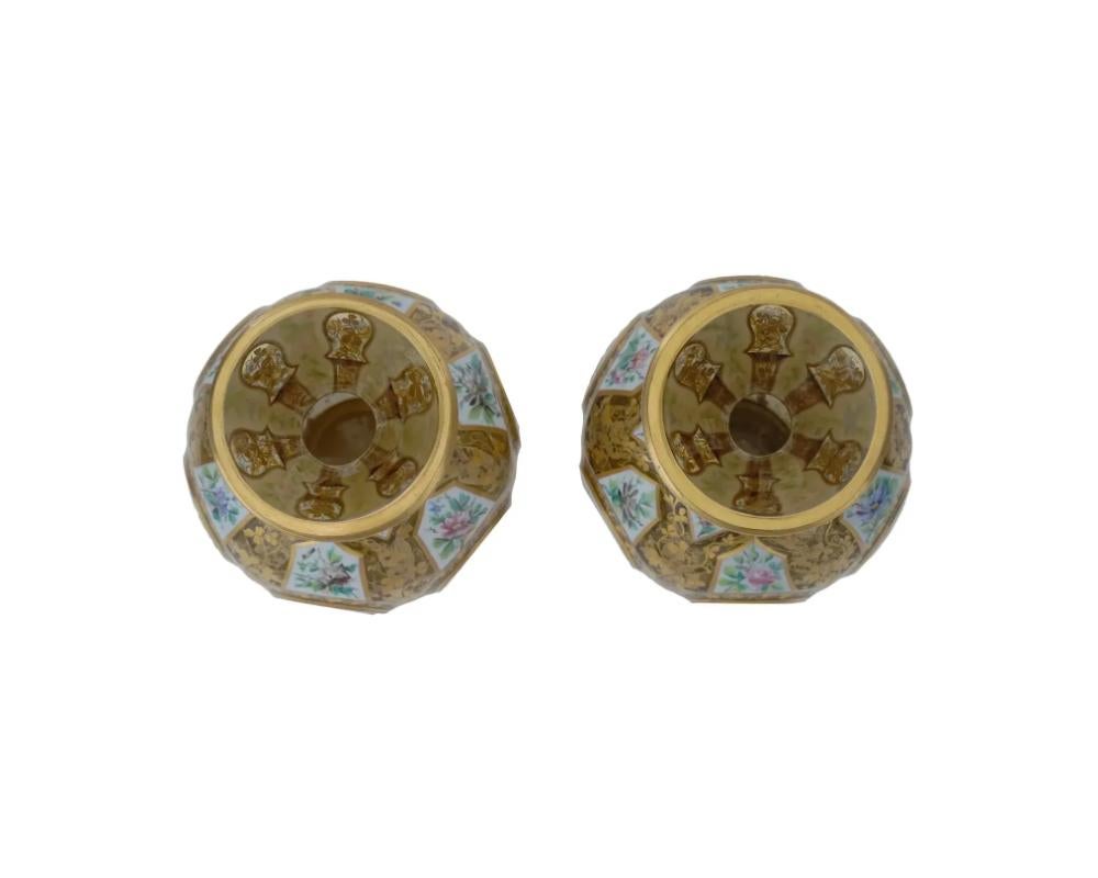 Pair Of Antique European Bohemian Glass Vases 1