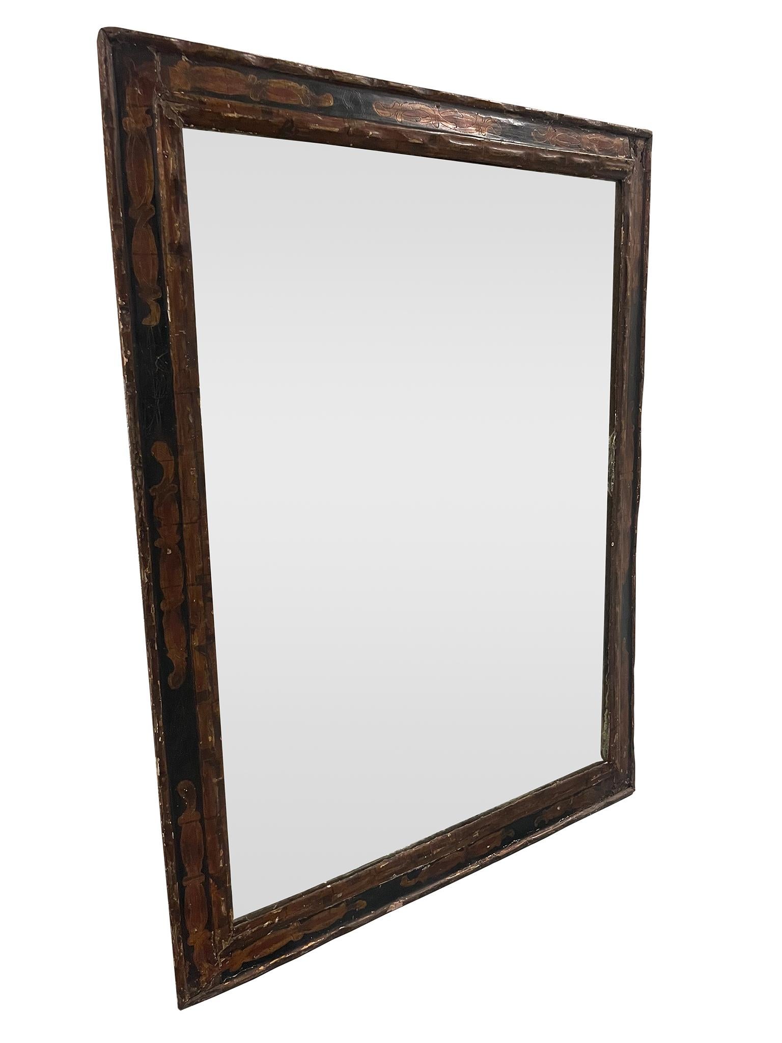 Rustic Antique European Continental Mirror For Sale