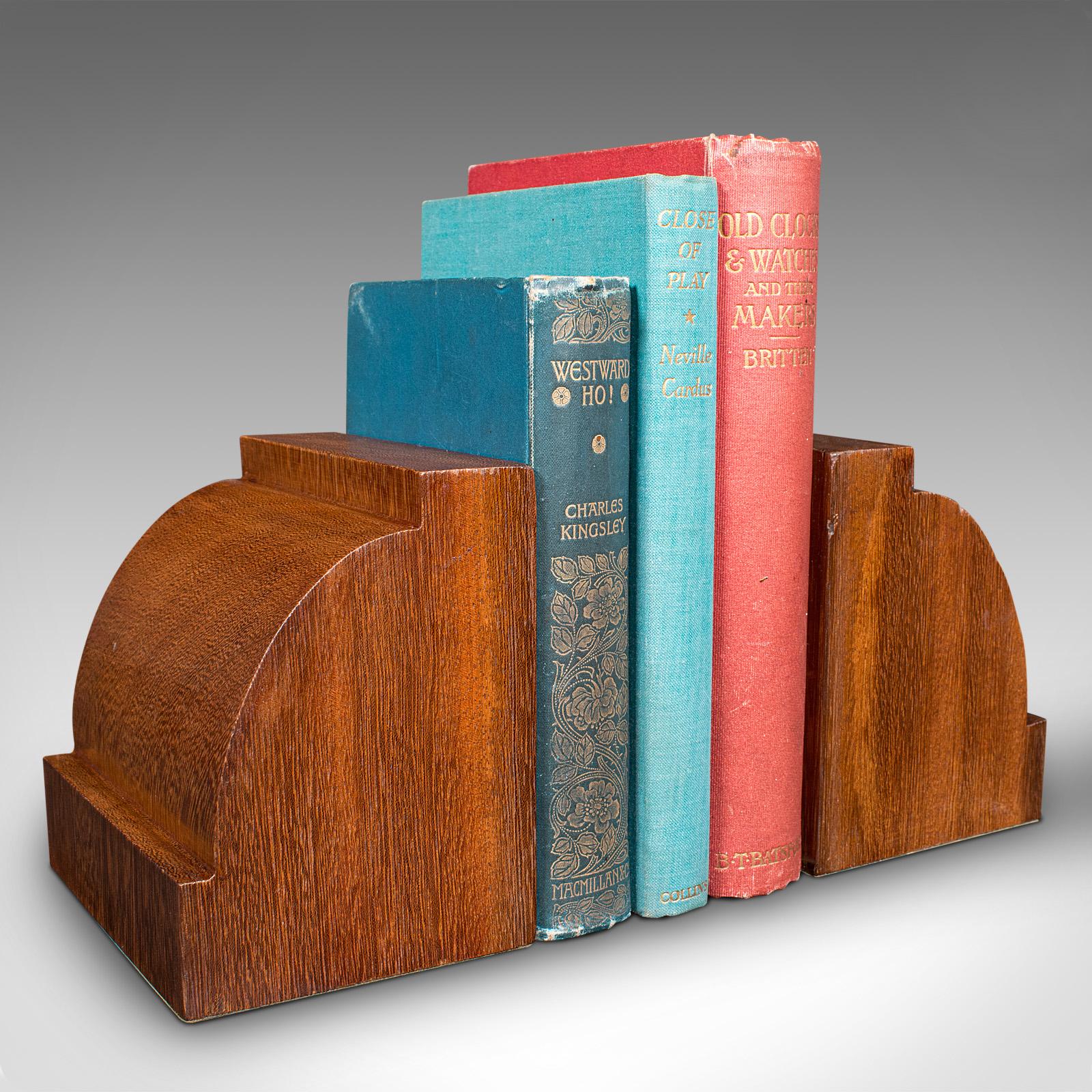Wood Pair of Antique Executive Desk Bookends, English, Book Rest, Edwardian, C.1910 For Sale