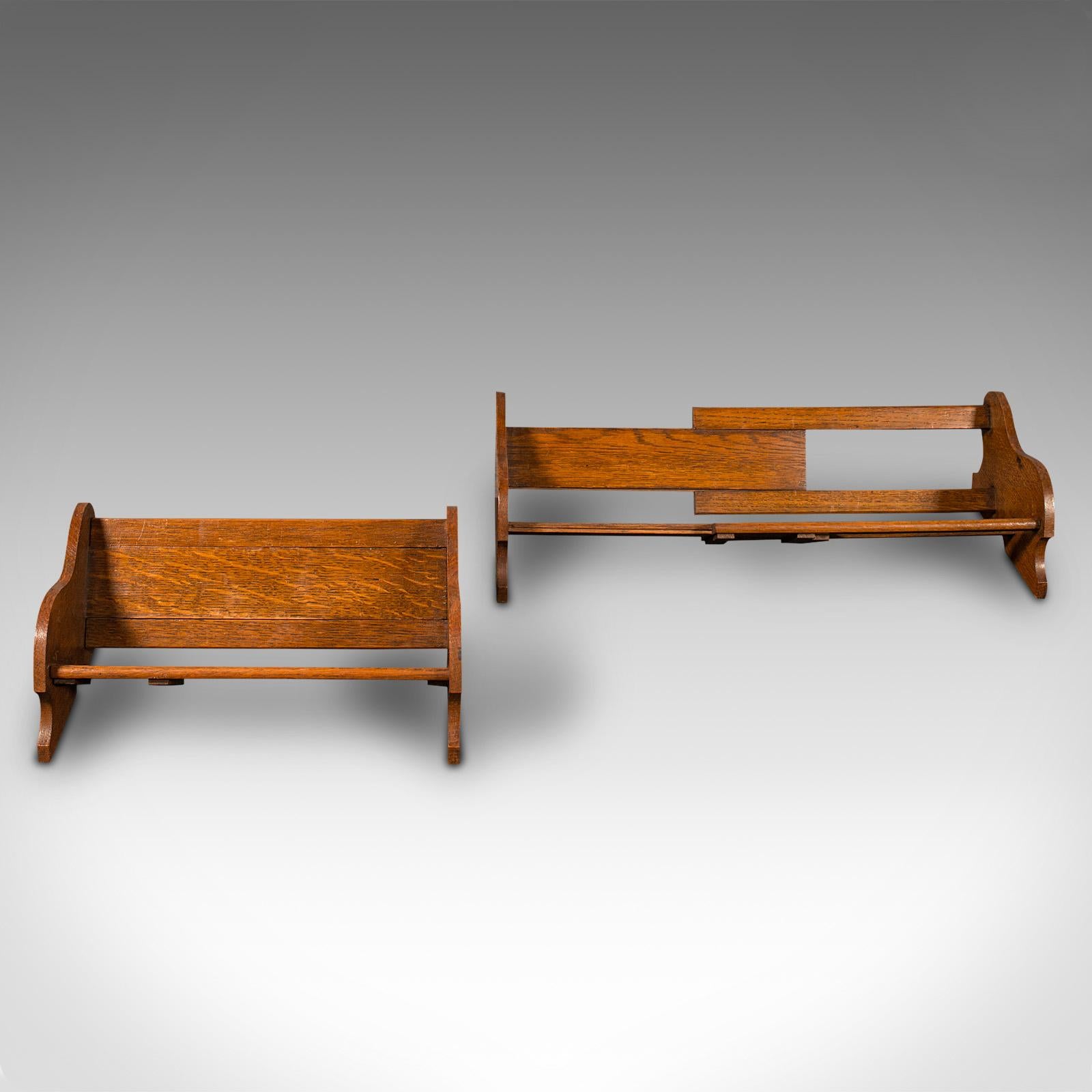 Pair of Antique Extending Novel Rests, English, Oak, Book Trough, Edwardian In Good Condition For Sale In Hele, Devon, GB
