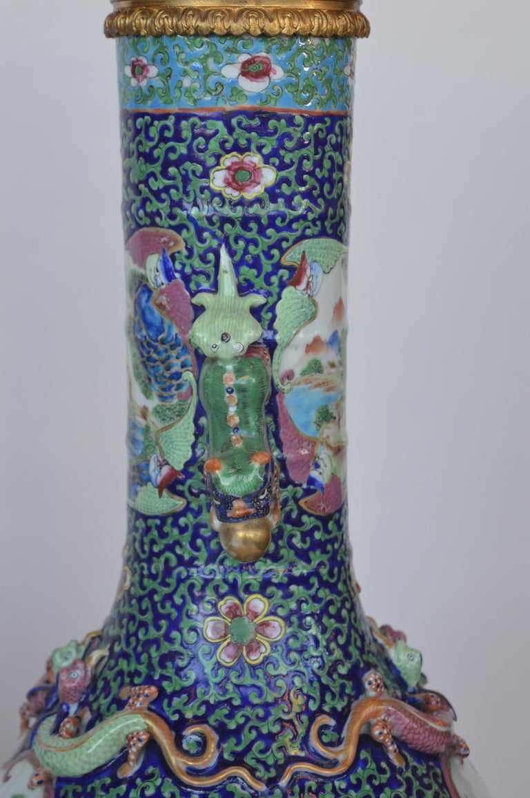 Pair of Antique Famille Rose Vases For Sale at 1stDibs