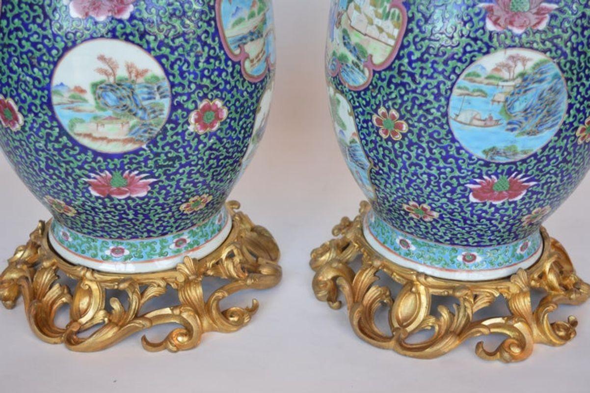 Pair of Antique Famille Rose Vases For Sale 5