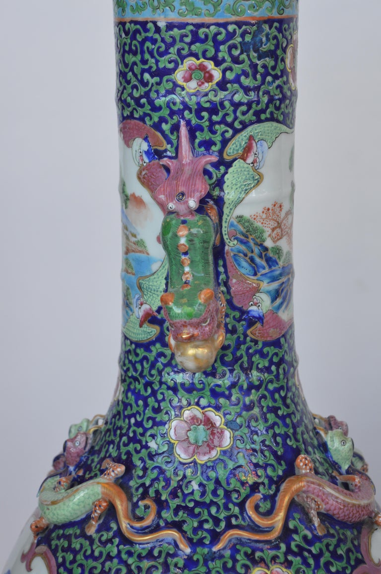 Pair of Antique Famille Rose Vases For Sale at 1stDibs