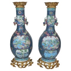 Pair of Antique Famille Rose Vases