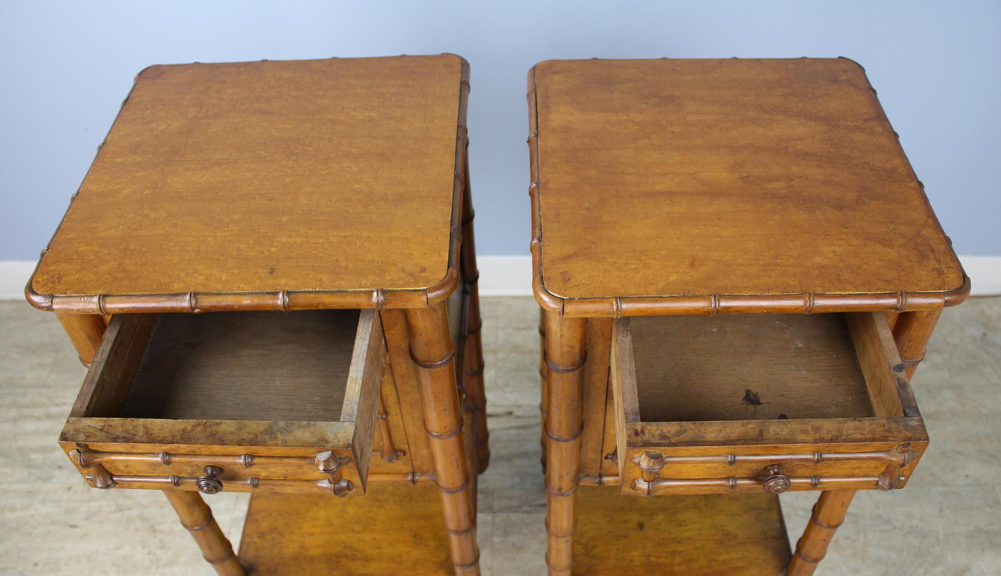 19th Century Pair of Antique Faux Bamboo Nightstands or Side Tables