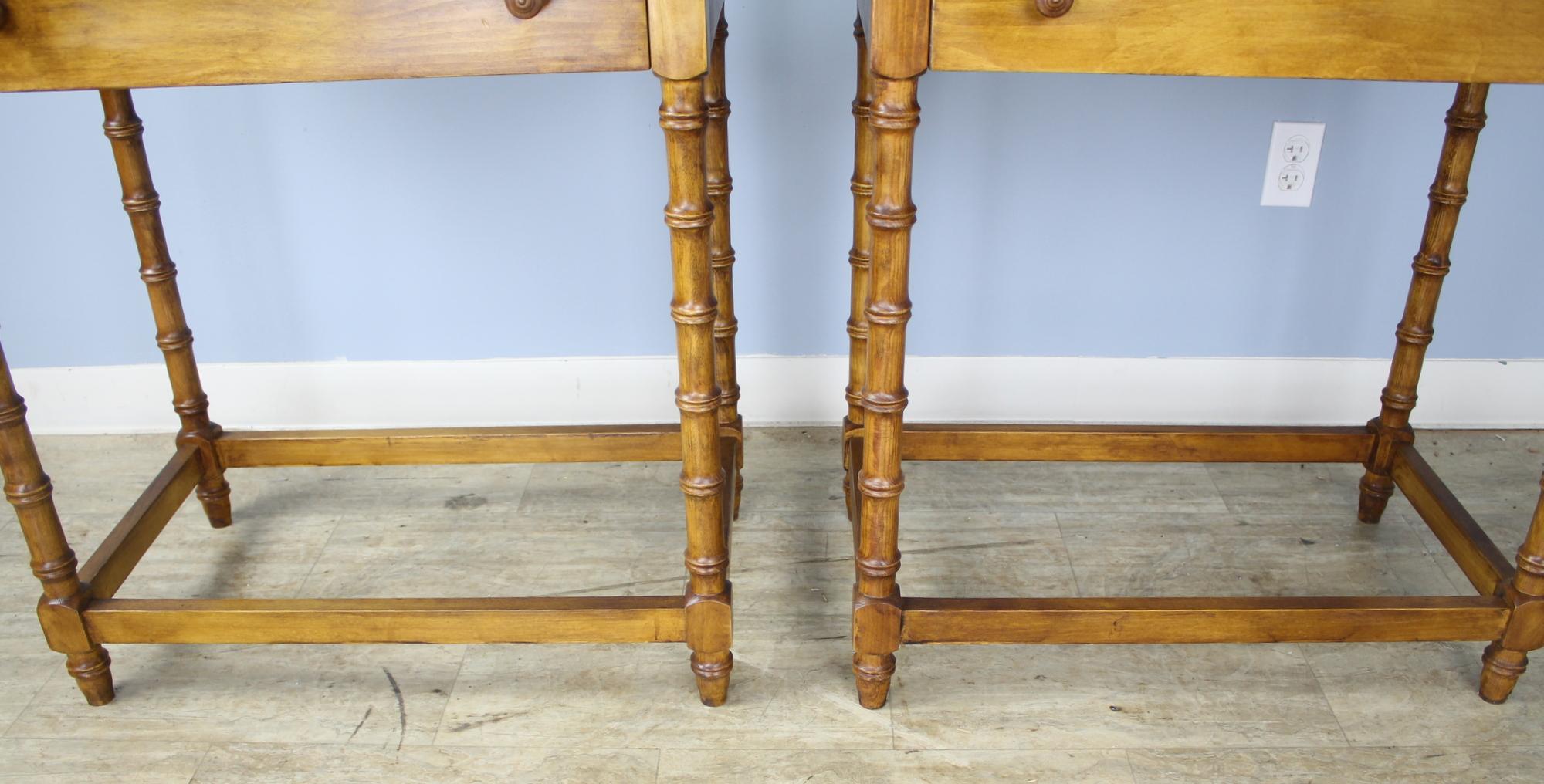 English Pair of Antique Faux Bamboo Side Tables