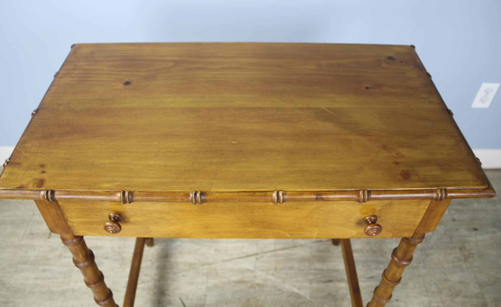 Pine Pair of Antique Faux Bamboo Side Tables