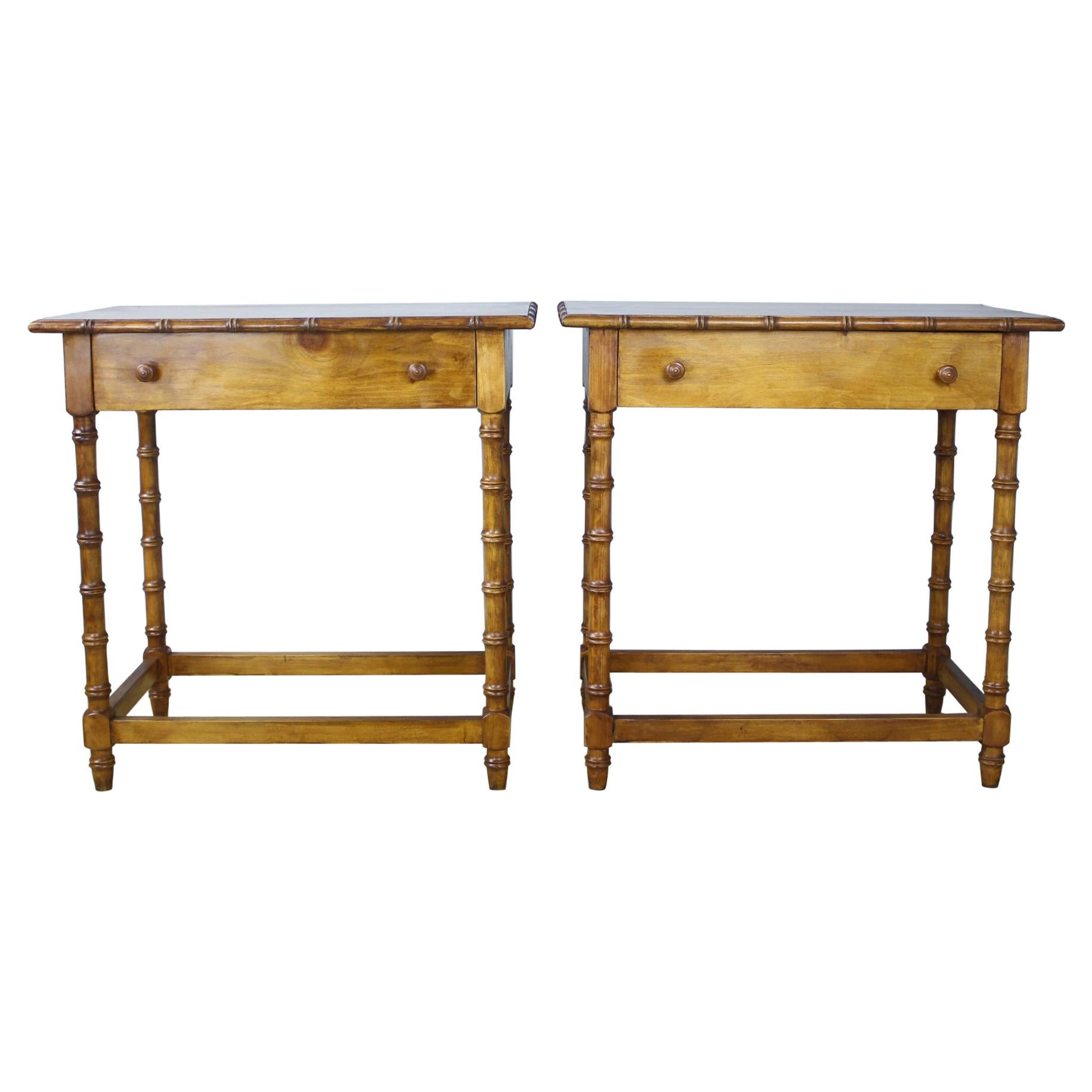 Pair of Antique Faux Bamboo Side Tables