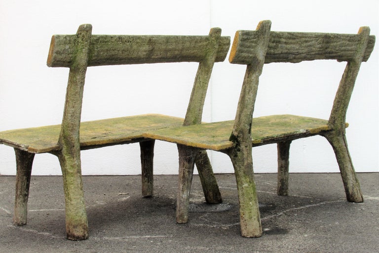 Pair of Antique Faux Bois Garden Benches at 1stdibs