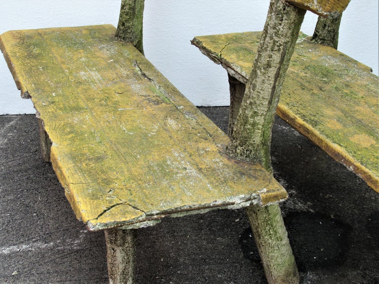 Pair of Antique Faux Bois Garden Benches at 1stdibs
