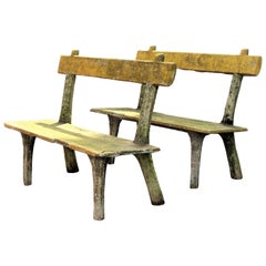 Pair of Antique Faux Bois Garden Benches