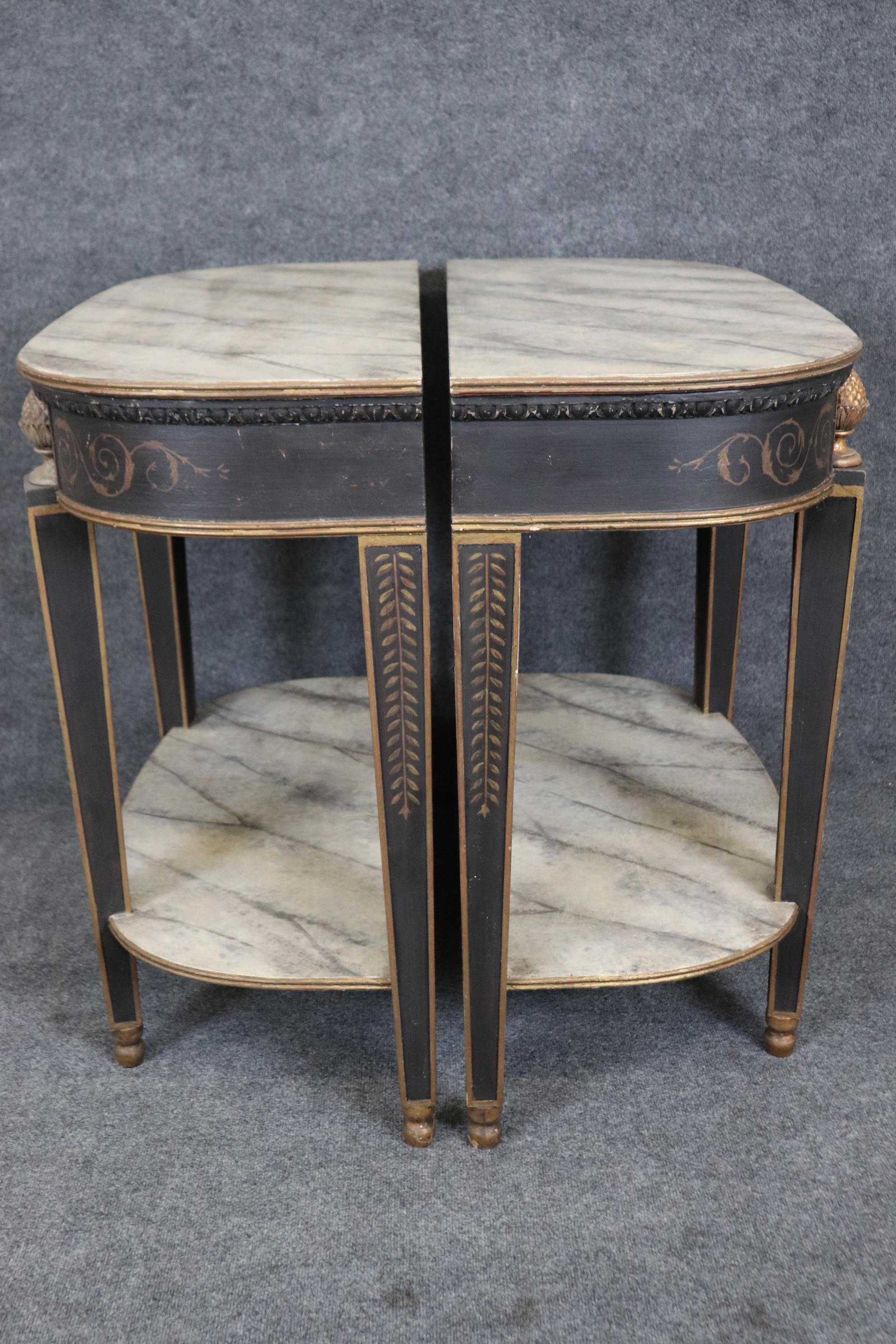Pair of Antique Faux Marble Paint Decorated French Directoire Console Tables In Good Condition For Sale In Swedesboro, NJ