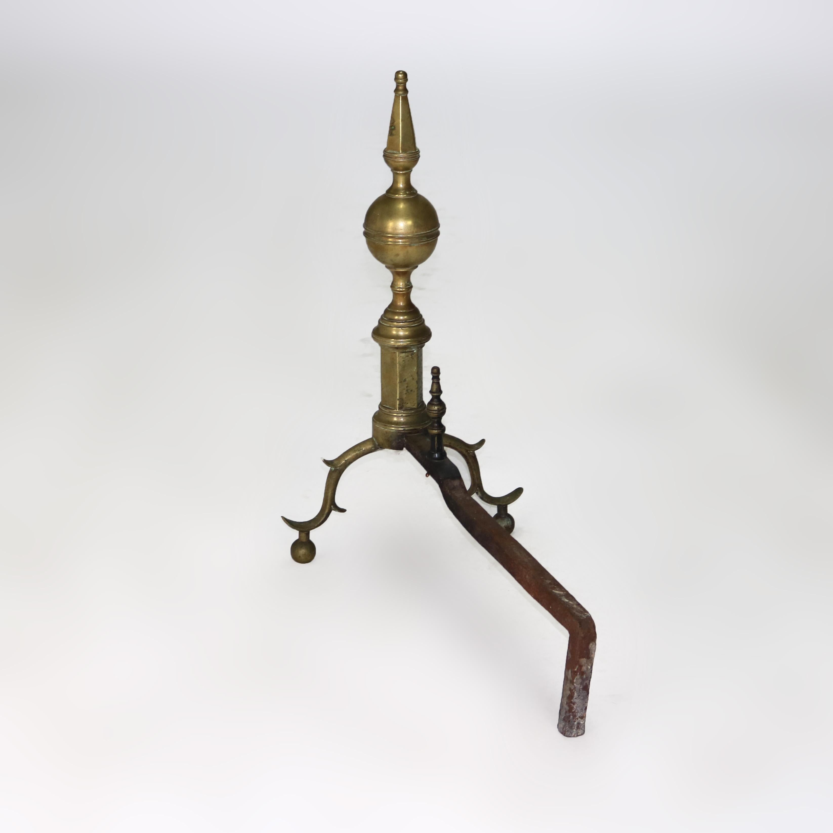 XIX secolo Coppia di antichi androni Feder in ottone e ferro battuto C1810 in vendita