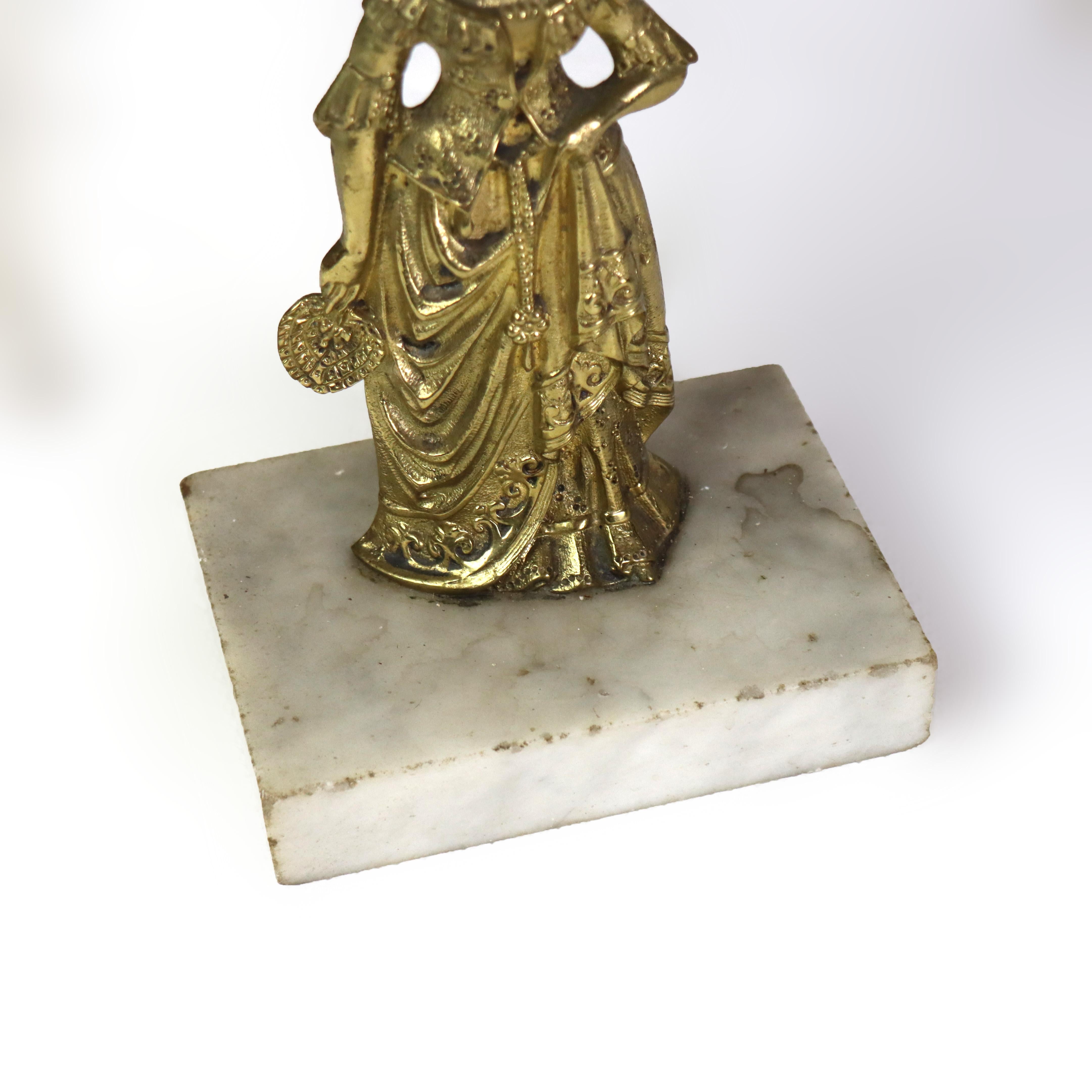Coppia di Girandole antiche figurate in ottone, cristallo e marmo C1920 in vendita 2