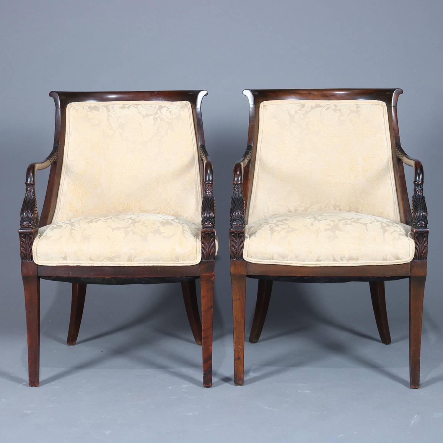 Pair of Antique Figural Continental Carved Mahogany Dolphin Armchairs 2