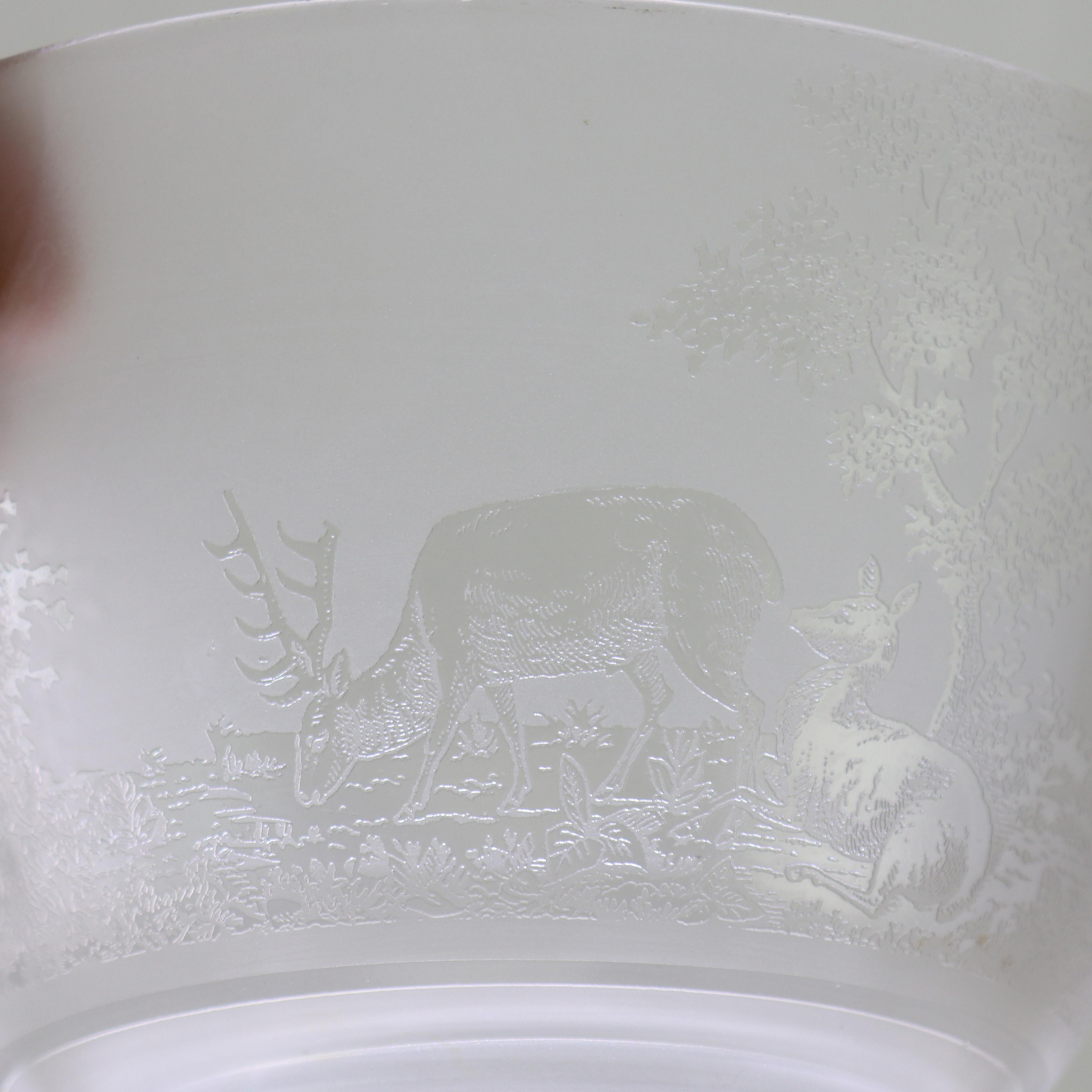 Pair Of Antique Figural Elk Etched Glass Lamp Shades c1890 For Sale 4