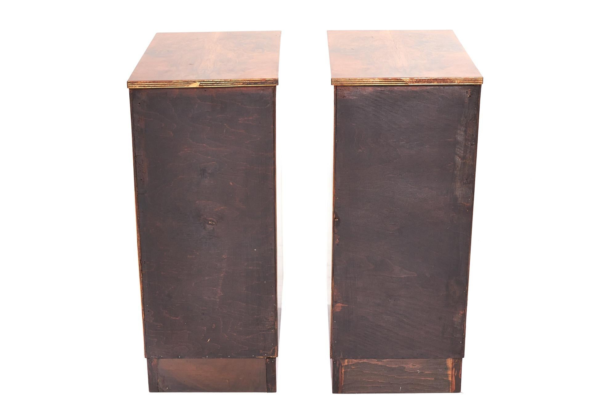 Pair of Antique Figured Burr Walnut Bedside Chests In Excellent Condition In Suffolk, GB