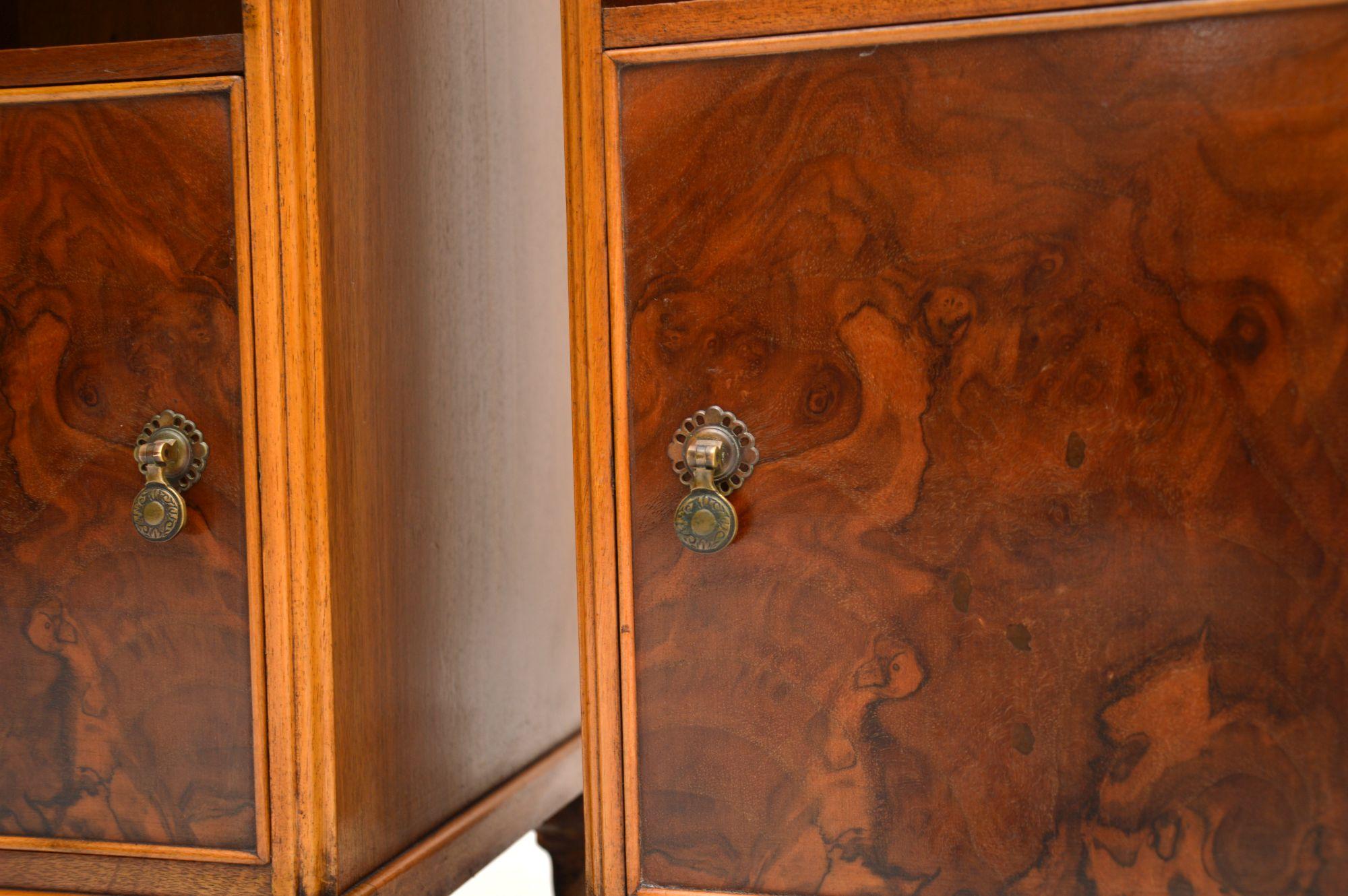 Pair of Antique Figured Walnut Bedside Cabinets 4
