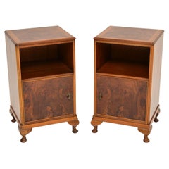 Pair of Antique Figured Walnut Bedside Cabinets