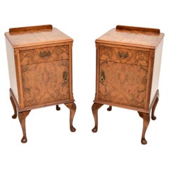 Pair of Antique Figured Walnut Bedside Cabinets
