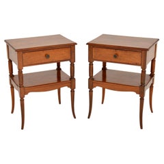 Pair of Antique Figured Walnut Bedside / Lamp Tables