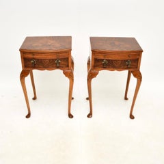 Pair of Antique Figured Walnut Bedside Tables