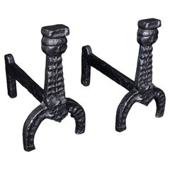 Pair of Antique Fireside Andirons, English, Fire Dog, Hearth, Georgian, C.1805