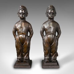 Pair of Antique Fireside Boys, English, Cast Iron, Fireplace Companion, Tools