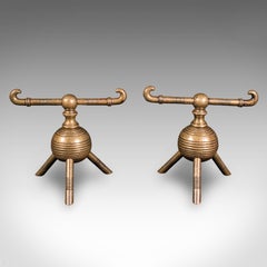 Pair of Antique Fireside Tool Rests, English, Aesthetic Movement, Late Victorian