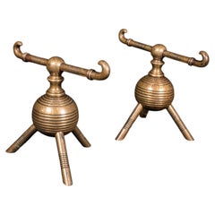 Pair of Antique Fireside Tool Rests, English, Aesthetic Movement, Late Victorian