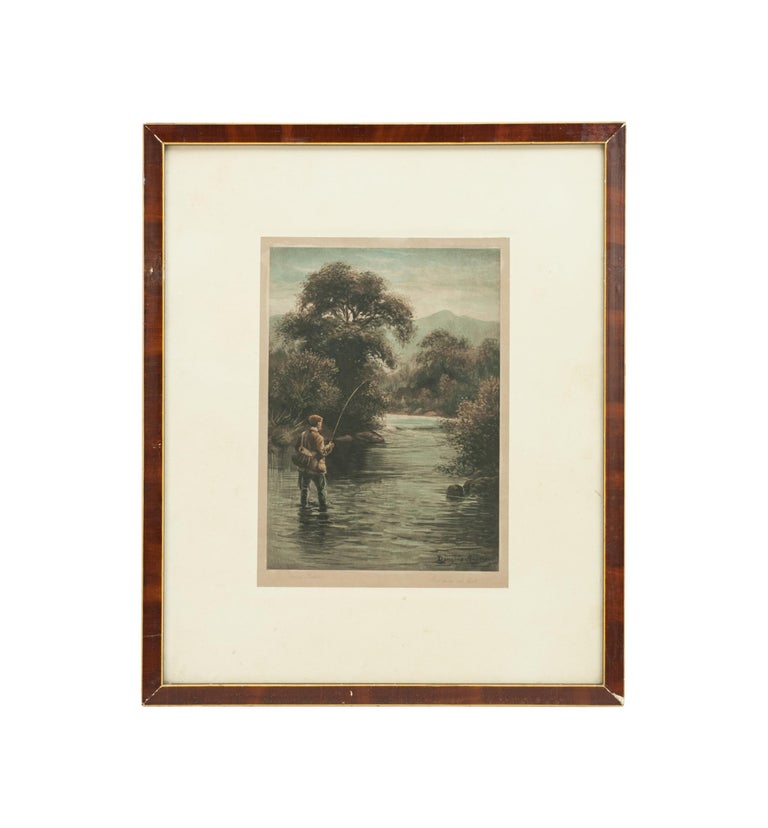 Sporting Art Pair of Antique Fishing Pictures by Douglas Adams For Sale