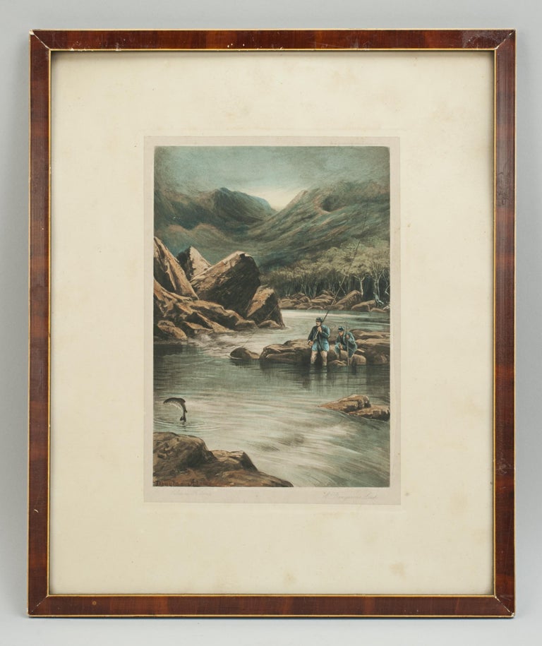 English Pair of Antique Fishing Pictures by Douglas Adams For Sale