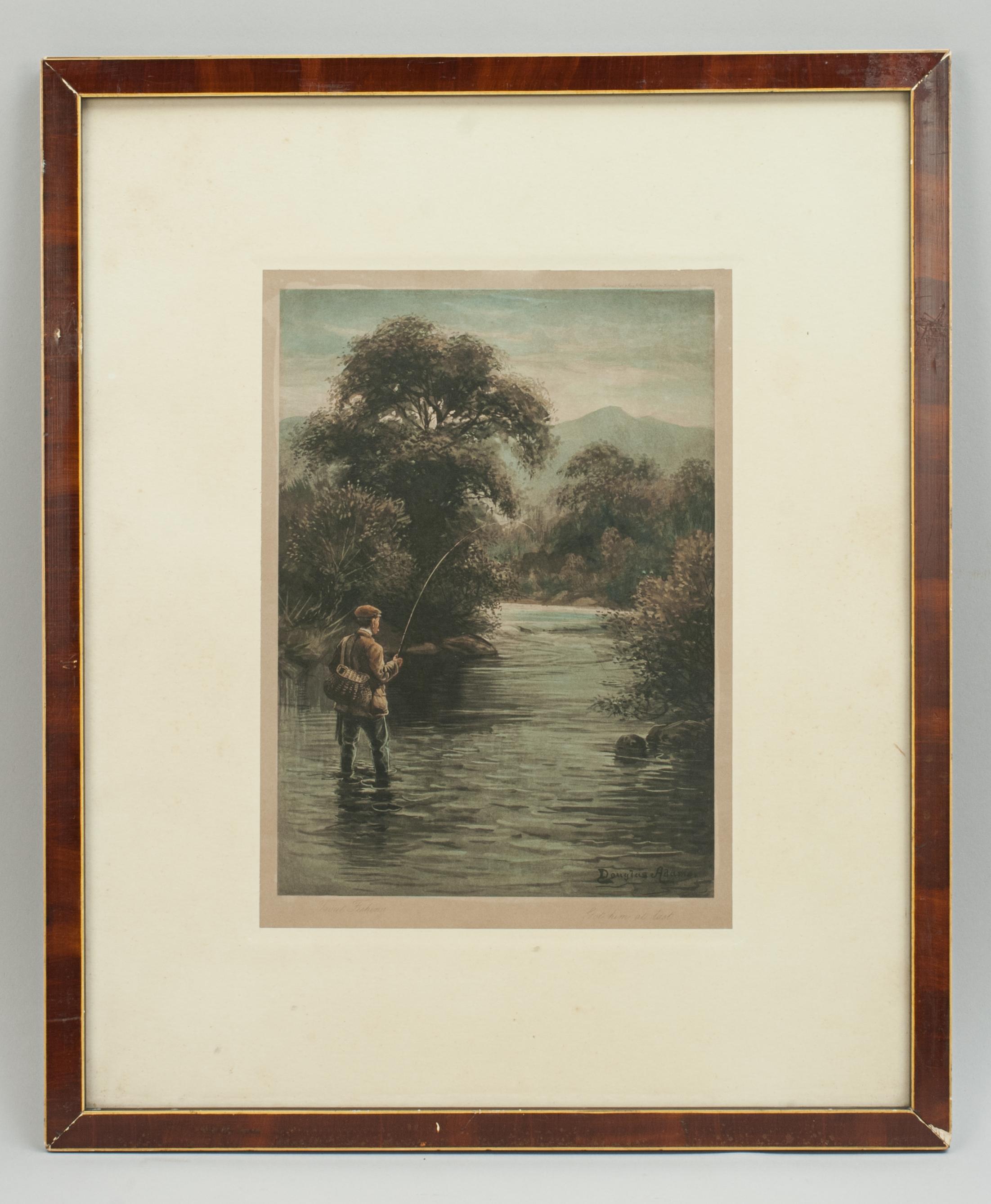 Pair of Antique Fishing Pictures by Douglas Adams In Good Condition In Oxfordshire, GB