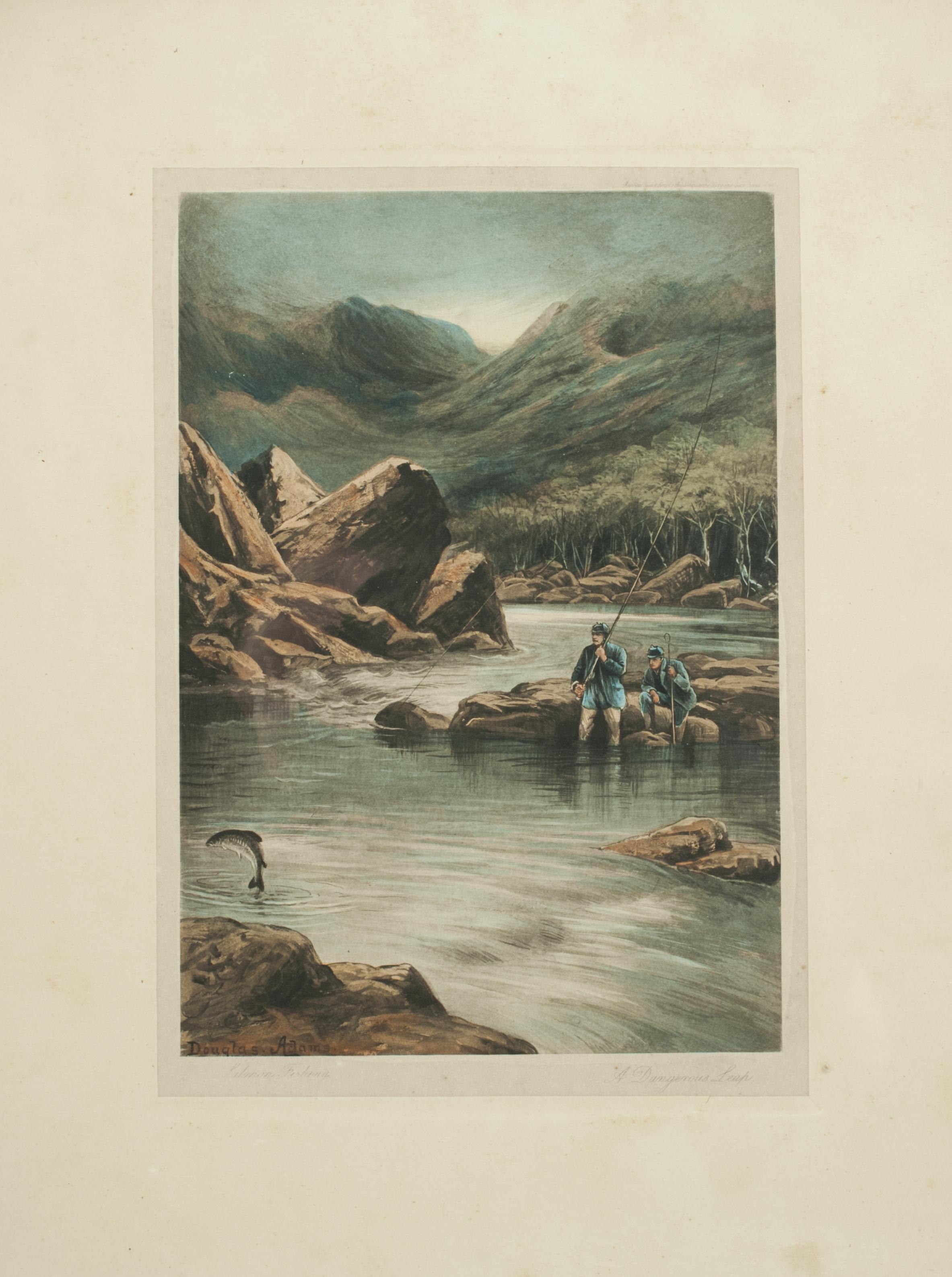 Début du 20ème siècle Paire de tableaux de pêche anciens de Douglas Adams en vente
