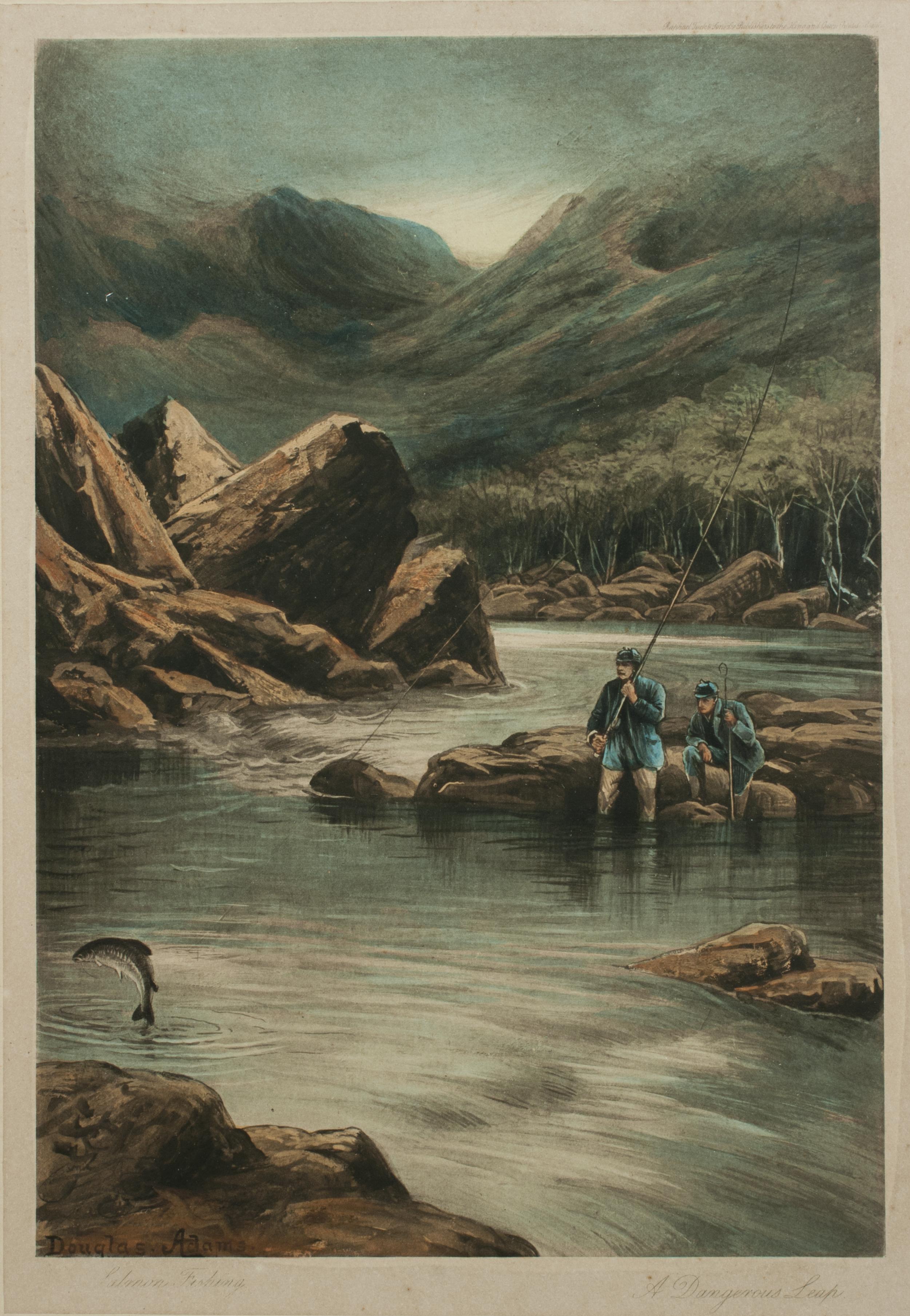 Pair of Antique Fishing Pictures by Douglas Adams 1