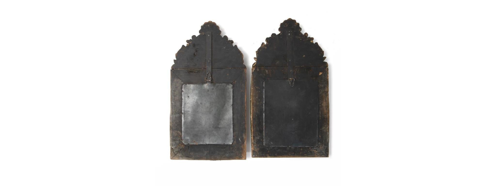 Dutch Decorative Pair of Gilded Antique Flemish Mirrors, Europe 19th Century For Sale