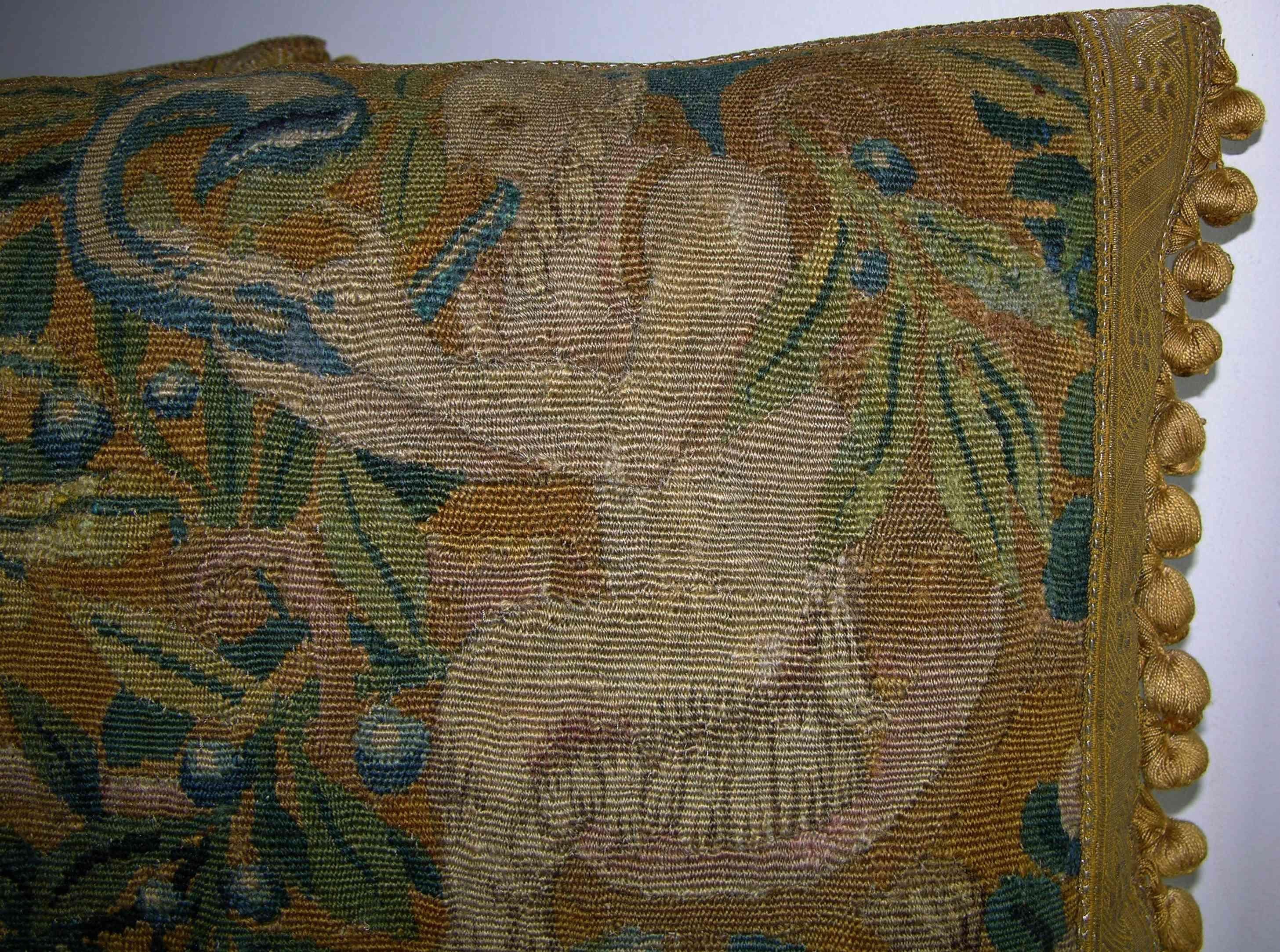 Other Pair of Antique Flemish Tapestry Pillows, circa 17th Century, 1717p 1718p For Sale