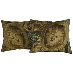 Pair of Antique Flemish Tapestry Pillows circa 17th Century 1741p-1742p