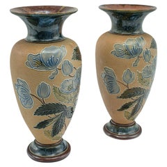 Paire de vases à fleurs anciens anglais, céramique, urne d'exposition édouardienne, vers 1910